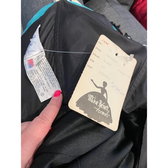 Mike Benet Formals Pink Blue Black Sequined Strapless Vintage Formal Dress Sz 10 - Picture 9 of 10